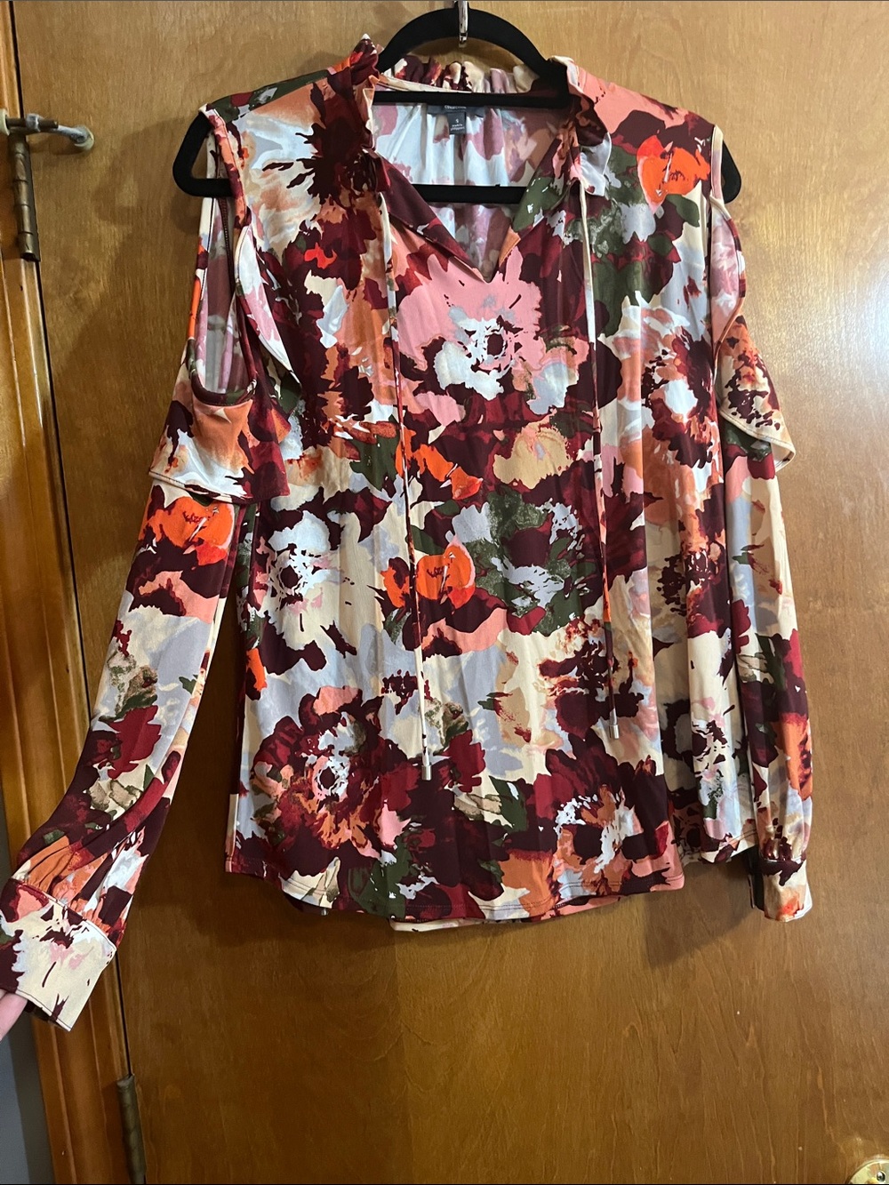The Limited Floral Cold-Shoulder Blouse in Multi-Color